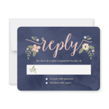 フローラ美しい編集可能カラー結婚の応答カード