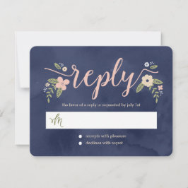 フローラ美しい編集可能カラー結婚の応答カード 出欠カード