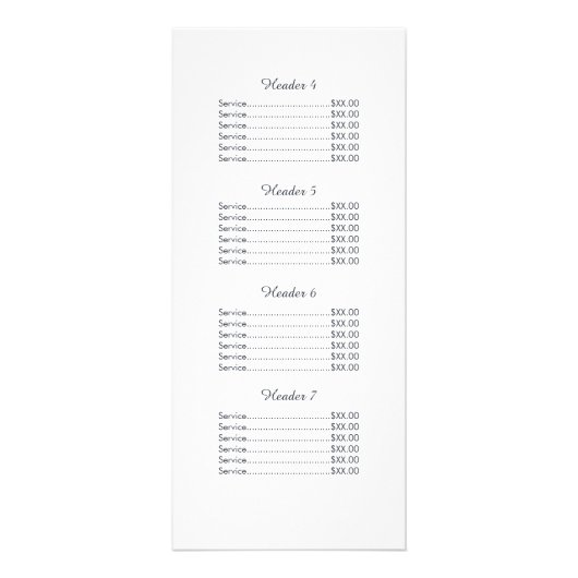 フローラ美しい顔サロン価格表メニュー ラックカード (裏面)