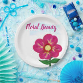 フローラ美しい鮮やかなピンク色の花 ペーパープレート (パーティー)