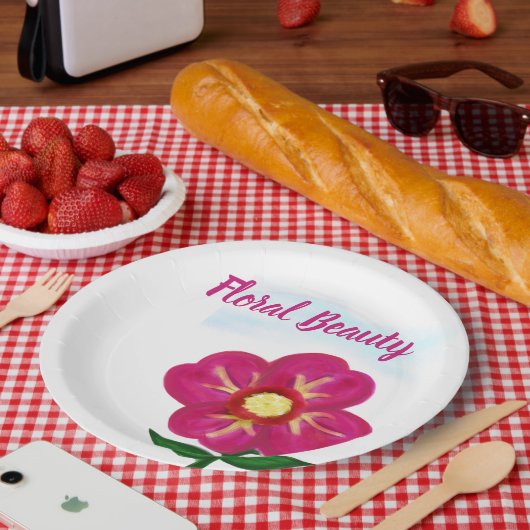 フローラ美しい鮮やかなピンク色の花 ペーパープレート (ピクニック)