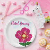 フローラ美しい鮮やかなピンク色の花 ペーパープレート (パーティー)