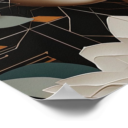 フローラ美しい-抽象芸術女性ポートレートアーモダント ポスター (角)