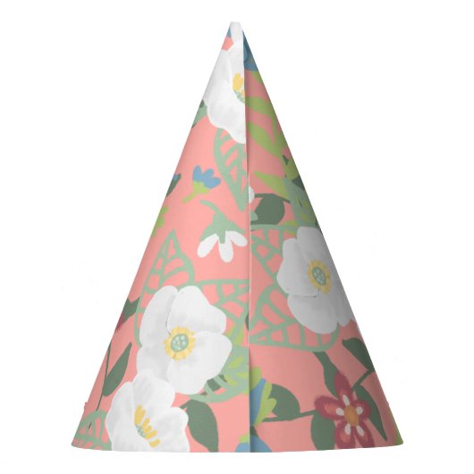 フローラ美しい |白い花 |任意の大事な行事 パーティーハット (裏面)