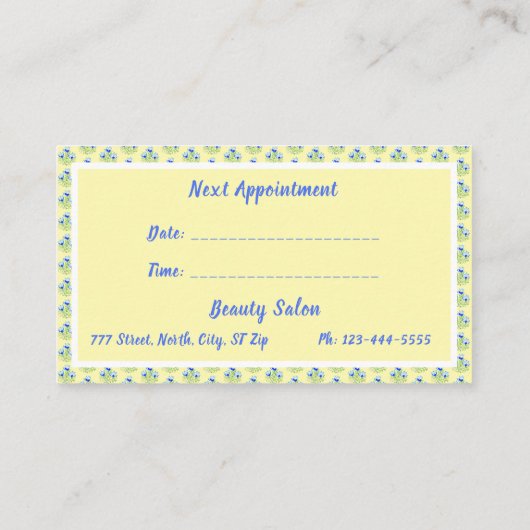 フローラ美容師アポイントメントカード コーリングカード (裏面)