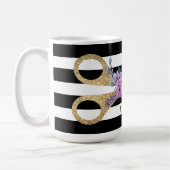 フローラ美容師グリッターシザー美しい ストライプの コーヒーマグカップ (左)