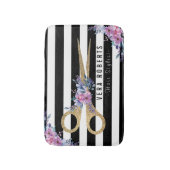 フローラ美容師グリッターシザー美しい ストライプの バスマット (正面縦)