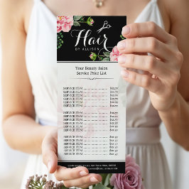 フローラ美容師モダン美しいサロン価格表 ラックカード