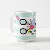 フローラ美容師金ゴールドシザー&美しい ストライプの コーヒーマグカップ (正面左)