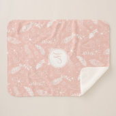 フローラ羽のペイズリーパターン(ピンク/任意の色) シェルパブランケット (正面(横))