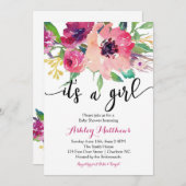 フローラ羽フローラベビーシャワー招待状 招待状 (正面/裏面)