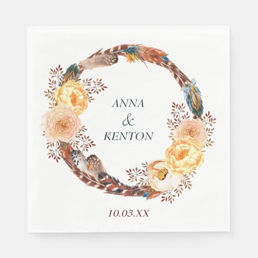 フローラ羽リース結婚ズ スタンダードランチョンナプキン (正面)