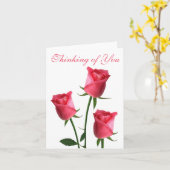 フローラ考えのピンクのバラの花あなた恋しく思のする カード (黄色い花)