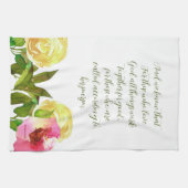 フローラ聖なる書物、 経典ローマ8:28 キッチンタオル (横)