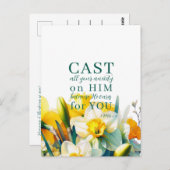 フローラ聖なる書物、 経典1ピーター5:7はがき ポストカード (正面/裏面)