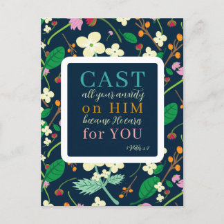 フローラ聖なる書物、 経典1ピーター5:7はがき ポストカード