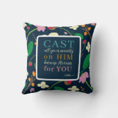 フローラ聖なる書物、 経典1ピーター5:7 クッション (裏面)