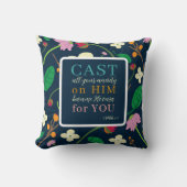 フローラ聖なる書物、 経典1ピーター5:7 クッション (正面)