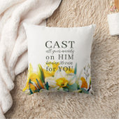 フローラ聖なる書物、 経典1ピーター5:7 クッション (ブランケット)