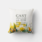 フローラ聖なる書物、 経典1ピーター5:7 クッション (正面)