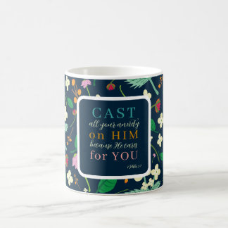 フローラ聖なる書物、 経典1ピーター5:7 コーヒーマグカップ