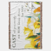 フローラ聖なる書物、 経典1ピーター5:7 スローブランケット (正面縦)