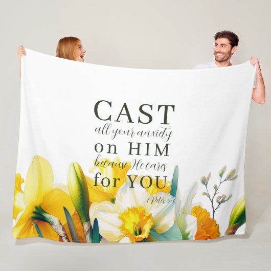 フローラ聖なる書物、 経典1ピーター5:7 フリースブランケット (インサイチュ)