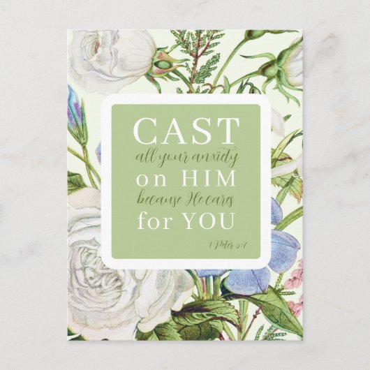 フローラ聖なる書物、 経典1ピーター5:7 ポストカード (正面)
