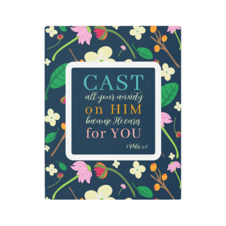 フローラ聖なる書物、 経典1ピーター5:7 メタルプリント