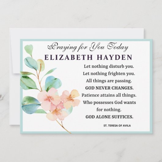 フローラ聖テレサ教祈りの言葉 カード (正面)