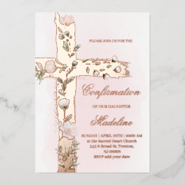 フローラ聖十字架の確認 箔招待状