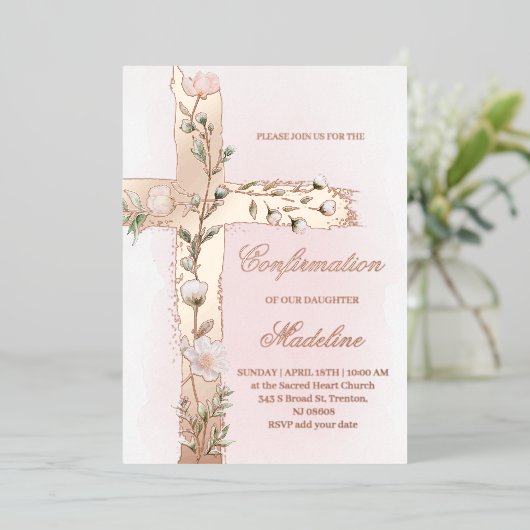 フローラ聖十字架の確認 箔招待状 (立ち正面)