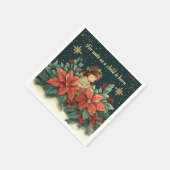 フローラ聖句クリスマスチャイルドデコップページ スタンダードカクテルナプキン (角)