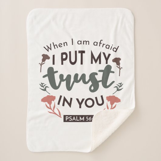フローラ聖書の聖句アート「私はあなたを信頼する」 シェルパブランケット (正面)