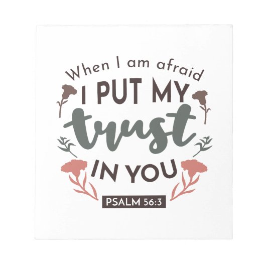 フローラ聖書の聖句アート「私はあなたを信頼する」 ノートパッド (正面)