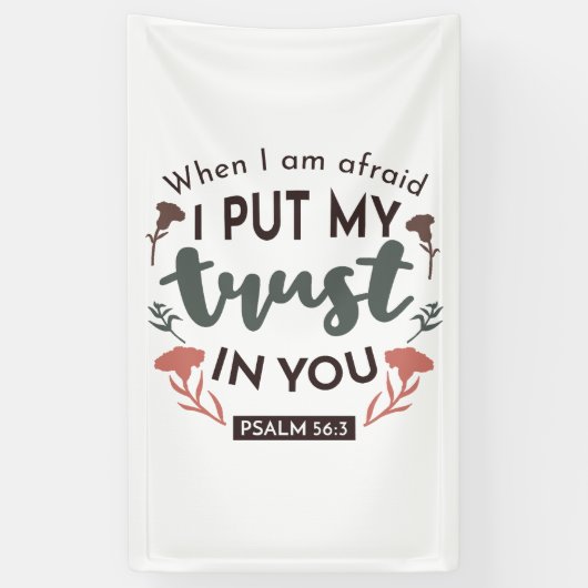 フローラ聖書の聖句アート「私はあなたを信頼する」 横断幕 (縦)