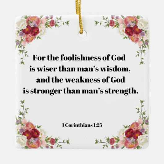 フローラ聖書第1コリント1:23聖なる書物、 経典 セラミックオーナメント (正面)