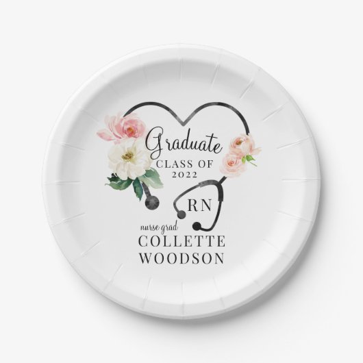 フローラ聴診器ナース2022年クラスパーティー ペーパープレート (正面)