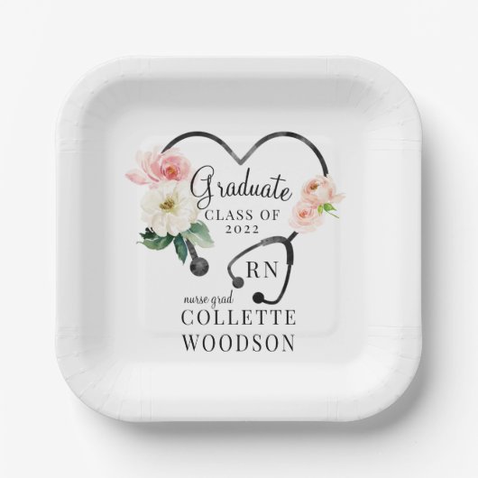 フローラ聴診器ナースGradクラス2022パーティーPap ペーパープレート (正面)