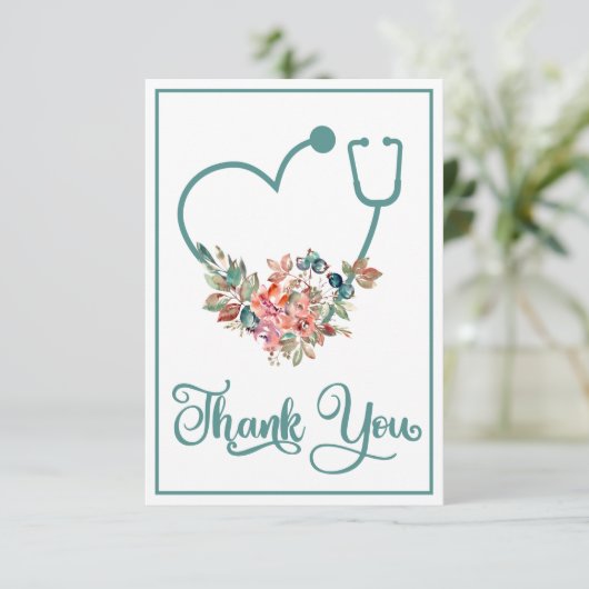 フローラ聴診器ハートナース医師介護士 サンキューカード (スタンド正面)