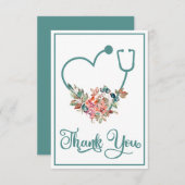 フローラ聴診器ハートナース医師介護士 サンキューカード (正面/裏面)