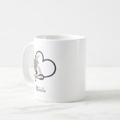 フローラ聴診器ハートパーソナライズされたナースマグカップ コーヒーマグカップ (正面左)