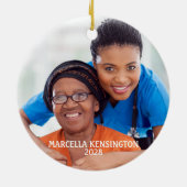 フローラ聴診器ハート介護者ありがとう写真 セラミックオーナメント (裏面)