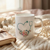 フローラ聴診器ハート医療ナース介護者 コーヒーマグカップ