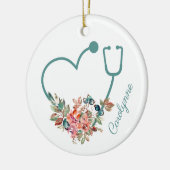 フローラ聴診器ハート医療ナース介護者 セラミックオーナメント (左)