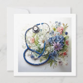 フローラ聴診器医科卒業招待状 招待状 (正面)