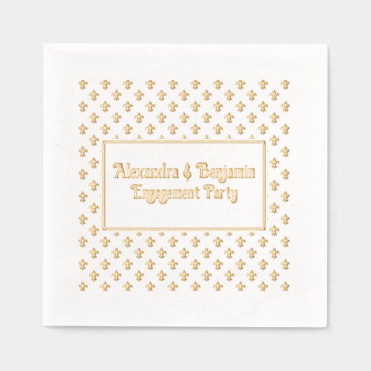 フローラ背景の任意の大事な行事-婚約パーティ 箔ナプキン (正面)