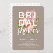フローラ背景の編集可能カラーブライダルシャワー 招待状 (正面/裏面)