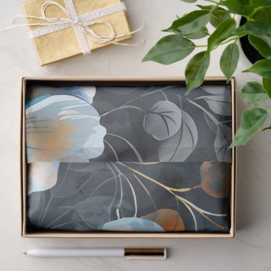 フローラ背景の青い桃の色のデコページ 薄葉紙 (ギフト)