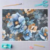 フローラ背景の青い桃の色のデコページ 薄葉紙 (クラフト)